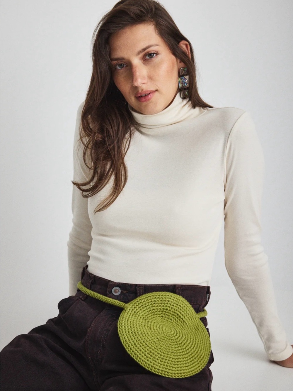 Misha And Puff Winter Cream Turtleneck Long Sleeve Tee Large